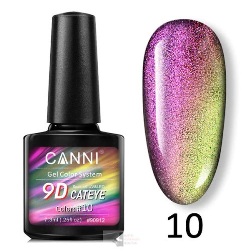 10 színminta - MACSKASZEM EFFEKT - 7.3 ml - CANNI Cat Eye 9D gél lakk 