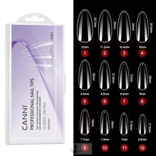 CANNI Soft Gél Tip 240 db-os / 12 méret No.02 mandula