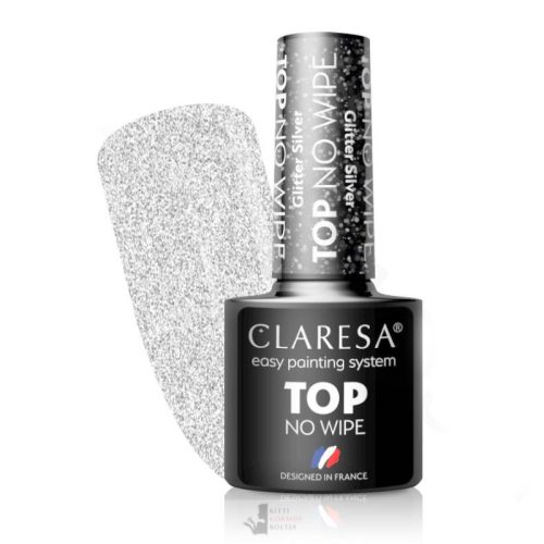 No Wipe Top Coat - 5g - Glitter Silver - CLARESA UV/LED 