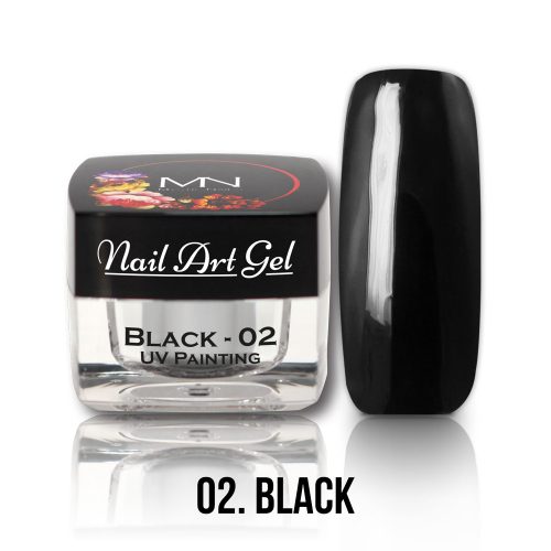 02 - Black (HEMA-free) Nail Art - 4g - UV Festő Színes Zselé