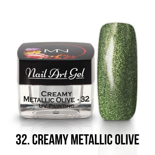 32 - Creamy Metallic Olive (HEMA-free) Nail Art - 4g - UV Festő Színes Zselé