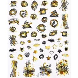 Köröm matrica - szívek, vonalak - arany