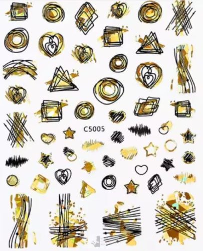 Köröm matrica - szívek, vonalak - arany