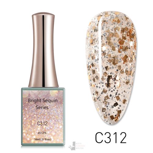 C312 színminta - CANNI Bright Sequin Series UV/LED gél lakk 16 ml