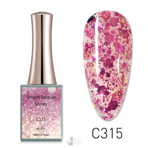 C315 színminta - CANNI Bright Sequin Series UV/LED gél lakk 16 ml