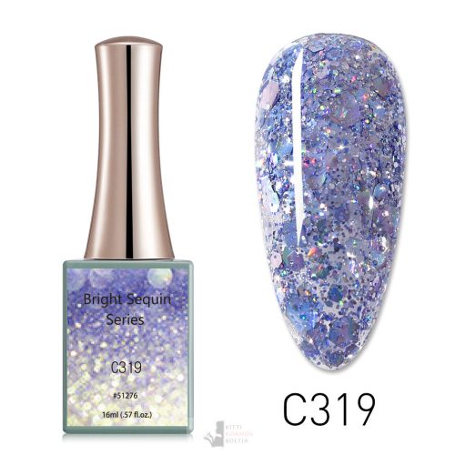 C319 színminta - CANNI Bright Sequin Series UV/LED gél lakk 16 ml