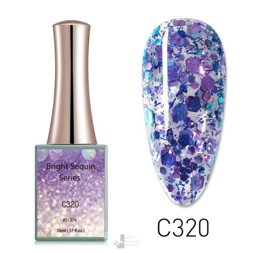 C320 színminta - CANNI Bright Sequin Series UV/LED gél lakk 16 ml