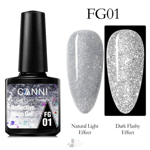 FG01 színminta - CANNI UV/LED Reflective Disco gél lakk 7.3 ml