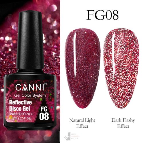 FG08 színminta - CANNI UV/LED Reflective Disco gél lakk 7.3 ml