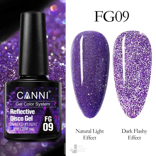 FG09 színminta - CANNI UV/LED Reflective Disco gél lakk 7.3 ml