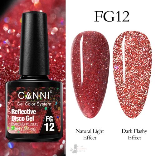 FG12 színminta - CANNI UV/LED Reflective Disco gél lakk 7.3 ml