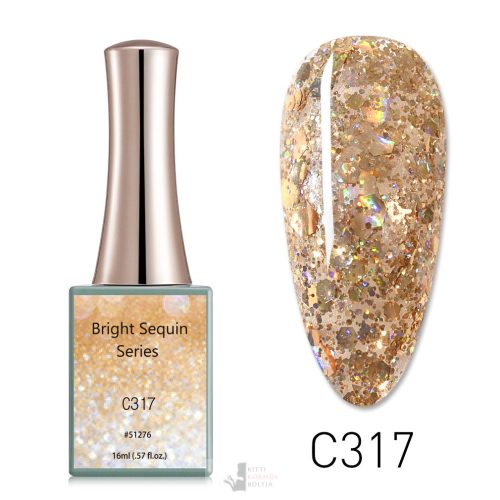 C317 színminta - CANNI Bright Sequin Series UV/LED gél lakk 16 ml